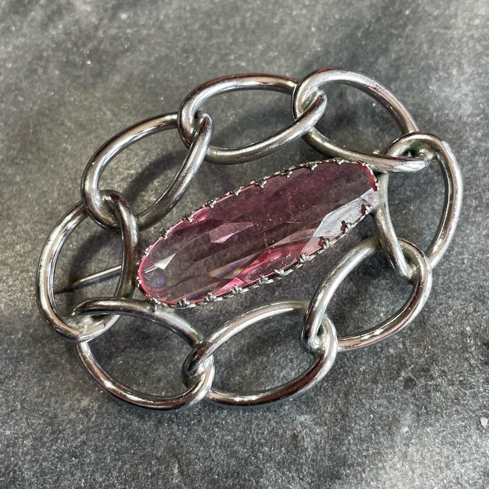 Vintage Art Deco Pink Crystal Brooch - Picture 7 of 10